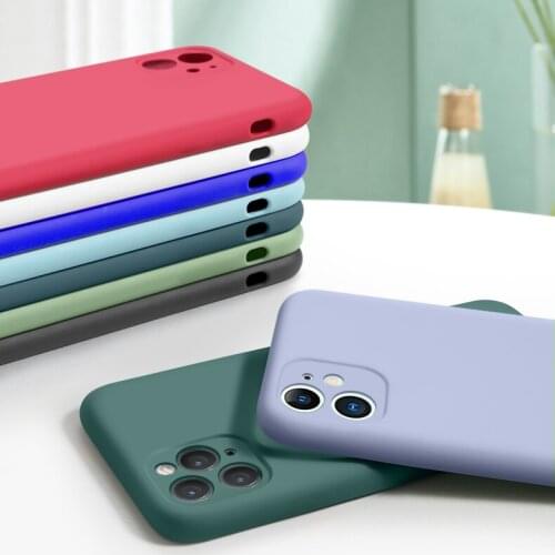 Shockproof Cover for iPhone 11 X XR XS Max 7 8 Plus SE 2020 6 6s Plus 11 Liquid Silicone Case For iPhone 12 Pro Max Mini Solid