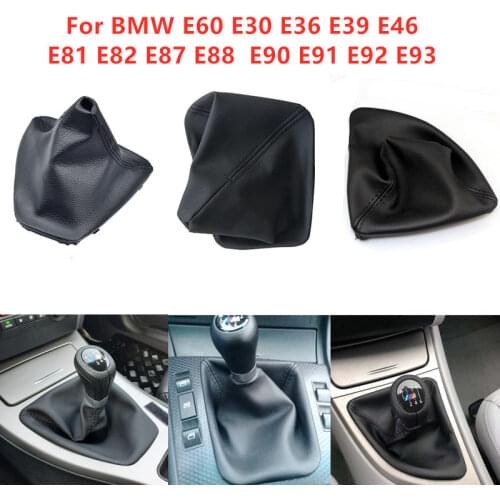 For BMW E30 E36 E39 E46 E81 E82 E87 E88 E90 E91 E92 E93 E60 Car Gear Shift Boot Leather Boot Collars with Frame Acessories