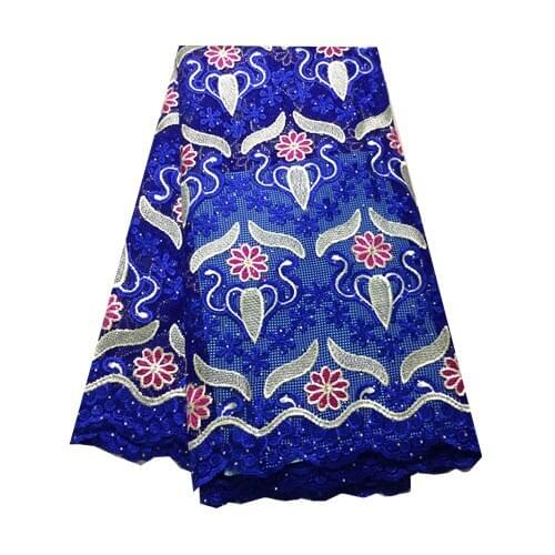 10 Colors MultiColor African Cord Lace Mesh Guipure Fabric Latest Rhinestone Wedding For Craft DIY Sewing 5 Yards KRL-81276