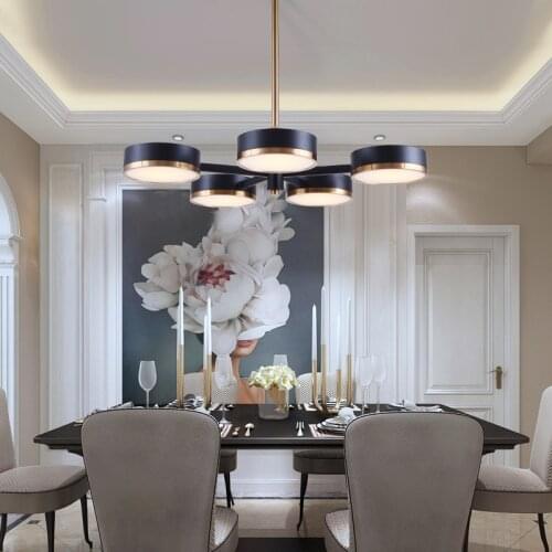 Modern Black Metal Led Chandelier Lighting Living Room Acrylic Mask Led Ceiling Chandeliers Lights Bedroom Led Chandelier Lamp