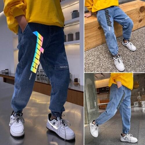 2021 Reflective Baby Spring Autumn Jeans Pants For Boys Children Kids Trousers Clothing Teenagers Gift Home Outdoor High Quality