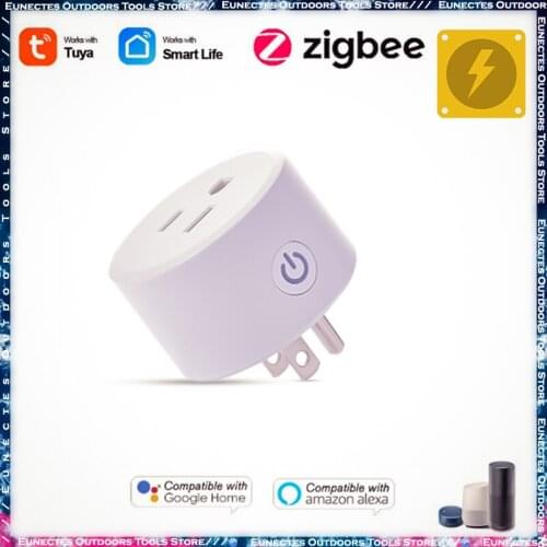 Tuya ZigBee Smart Plug US 15A 110-250V Timer Socket Smart Home Wireless Plug Compatible Alexa Google Home Assistant Automation