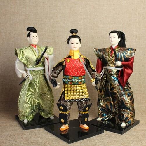 Japanese Ninja Samurai Puppet Silk Humanoid Kimono Doll Japanese Craft Furnishings Home Sushi Restaurant Decoration