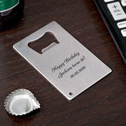 10pcs Personalized Birthday Souvenir Credit Card Sized Wallet Bottle Opener Fathers Day Gift Birthday Party Giveaway For Guests