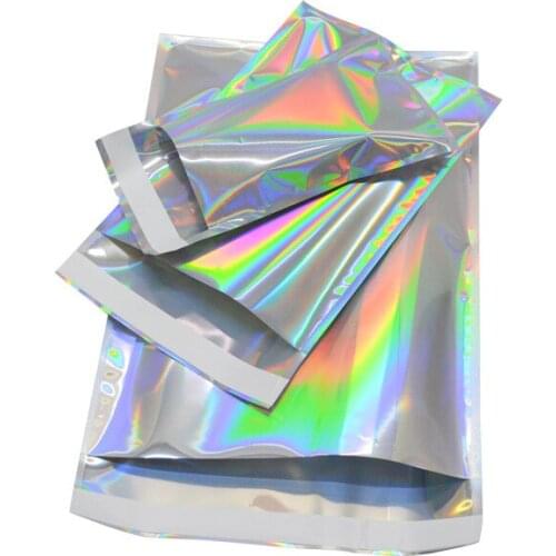 100Pcs Colorful Laser Mailing Bags Self Sealing Plastic Envelopes Shipping Bag Clothes Poly Mailers Courier Packaging Bag 4 Size