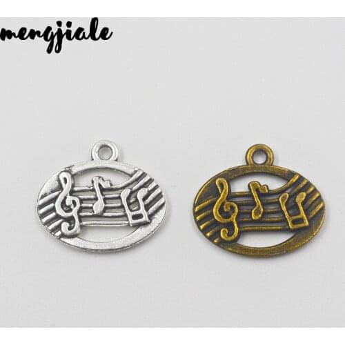20pcs/lot Pendant Musical Notes Charm Pendants For Jewelry Making Antique Silver Musical Notes Pendants 20x17mm