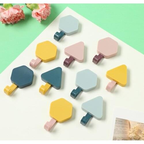 2pcs Seamless Adhesive Hook Strong Triangle HexagonHook Kitchen Wall Hanger Bathroom Kitchen Supplies Hooks