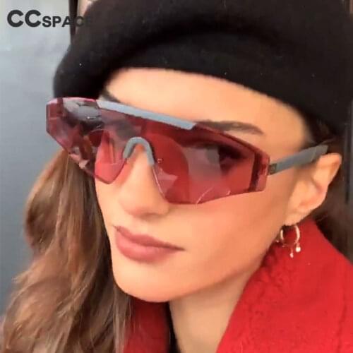 46550 Oversized One Lens Goggle Sunglasses Metal Frame Men Women Fashion Shades UV400 Vintage Glasses