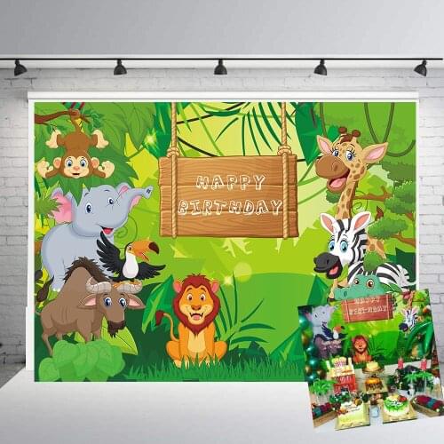BEIPOTO Baby Shower Backdrop Safari Jungle birthday Party Animals Photography Background Vinyl Party Banner Photo Booth props