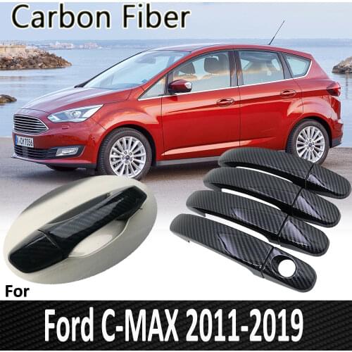 Black Carbon Fiber for Ford C-MAX C MAX MK2 2011 2012 2013 2014 2015 2016 2017 2018 2019 Door Handle Cover Refit Car Accessories