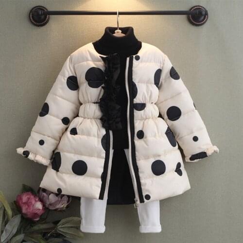 Kids Clothes Winter 2020 New Princess Cotton Padded Polka Dots Coats Mid-length Outwear Teenages Girls Winter Jackets 2-12 Years