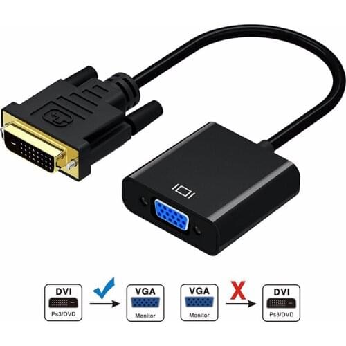 DVI Male to VGA Female Video Converter Adapter DVI 24+1 25 Pin DVI-D to VGA Adapter Cable for TV PS3 PS4 PC Display 1080P
