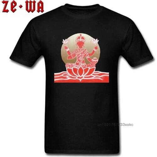 T-Shirt Brand New Men T Shirts Shiva Ganesha Hinduism Brahma Cotton Tops & Tees Casual Short Sleeve Black Clothes Lotus God
