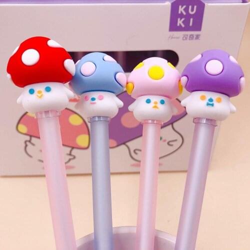 48 pcs/lot Creative Mushroom Elves Gel Pen Cute 0.5 mm black ink Signature Pens School Office writing Supplies Promotional Gift