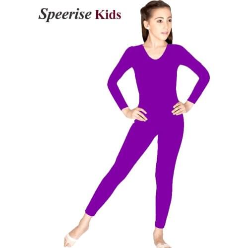 Girls Long Sleeve Unitard Gymnastics Leotard Spandex Dance Class Bodysuit Costumes For Performances Kids Toddler Professional