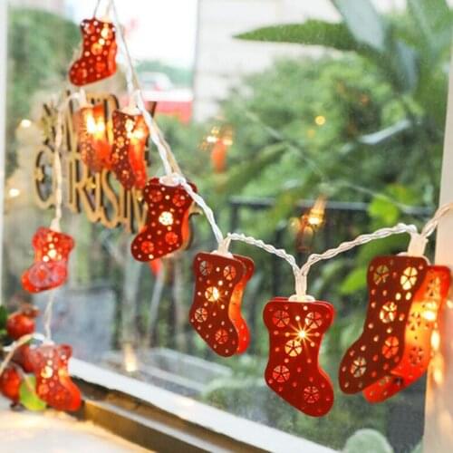 Red Socks String Lights Christmas Lights 2m/20leds Battery Operated Garland Christmas Home Garden New Year Party Decoration