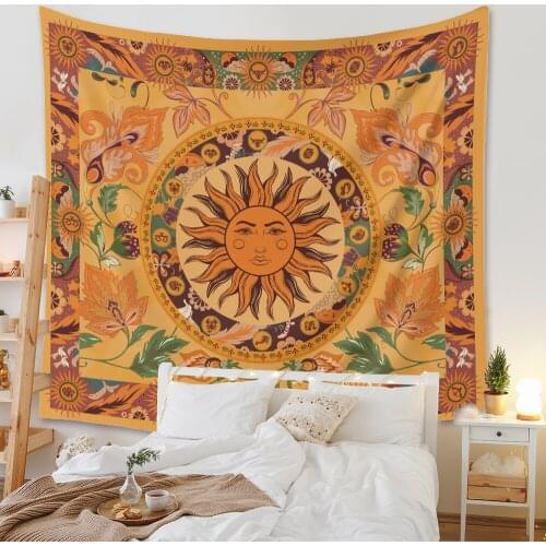 Burning Sun Wall Hanging Tapestry Flower Vines Tapestries Vintage Floral Tapestry Mystic Tapestry Hippie Tapestry