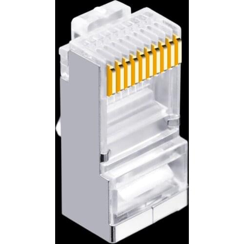 30pcs RJ48 Nickel Plated Copper Shell Cable FTP RJ50 Connectors Cat5e 10-Core Crystal Head Aperture 1.0mm