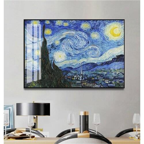Oil Painting Home Wall Decor Starry Night by Vincent Van Gogh Famous Artist Art Print Wall Picture Canvas