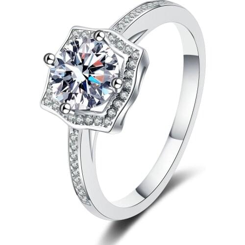 Passed Diamond Test Perfect Moissanite 925 Sterling Silver Drop-shaped Cube Diamond Ring Women Marriage Diamond Luxury Jewelry