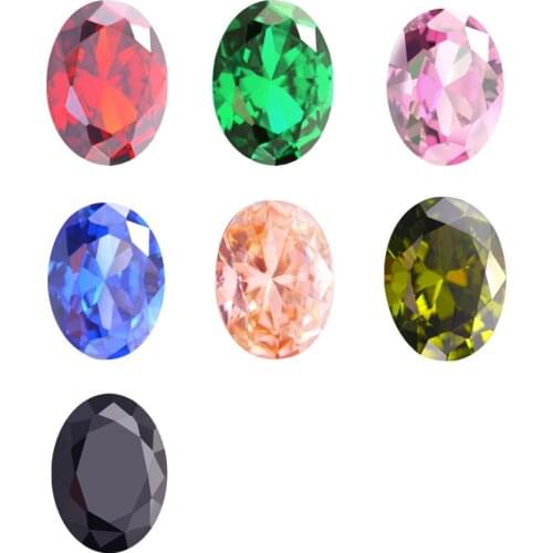Cubic Zirconia Stone Multicolor Oval Shape Brilliant Cut Loose CZ Laboratory Synthetic Zircon 3x5mm~10x14mm AAAAA