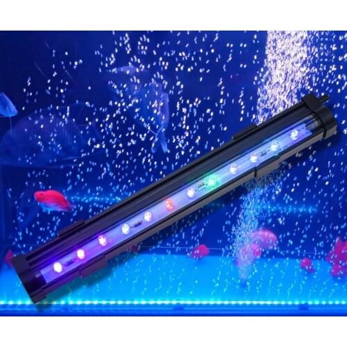 Fish Tank Lamp Colorful Increasing Oxygen Bubble Light Waterproof LED Decor Lamp for Aquarium Aquatic- Pet Supplies Lightings