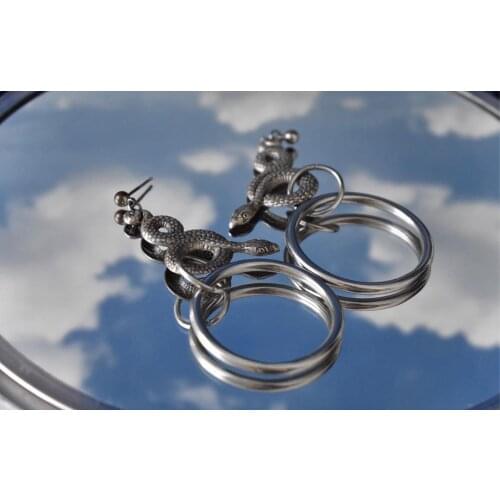 Statement Snake Ring Ear Studs Large Earrings Gift for Her/gothic/punk/occult Jewelry Gift