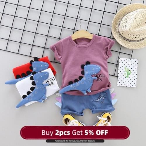Menoea 0-4years Kids Boys Clothing Sets 2020 Summer Toddler Boy Cartoon Dinosaur Design Clothes Kids Cute Costumes 2Pcs Suits