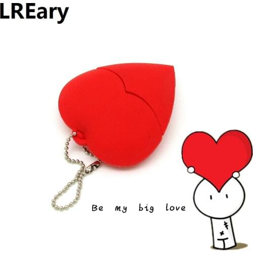 Cute USB Flash Drive Red heart 4GB/8GB/16GB/32GB Pen Drive Flash Cards PenDrive U disk Gift of love Valentine Gift