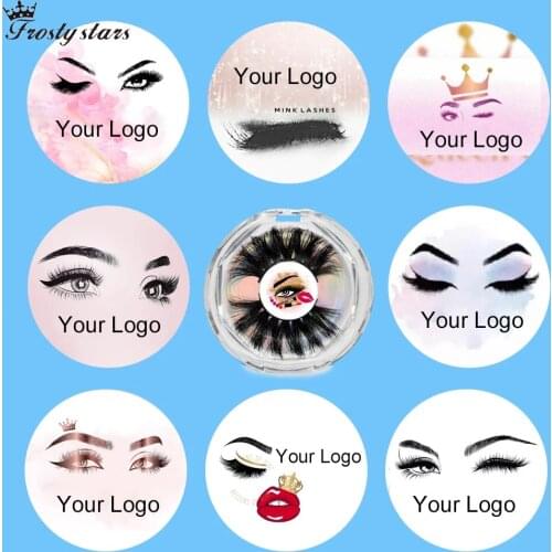 Eyelashes Logo Stickers 25mm Lashes Custom Labels Eyelashes Name Design Your Own Stickers Personalized Logo Label Mink Eyelashes