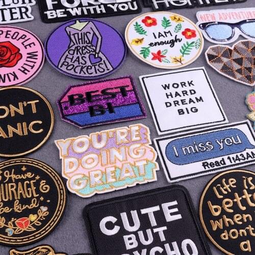 Words Patch Iron-On Patches For Clothing Stripes Letter Embroidered Patches On Clothes DIY Badges Clothes Patches With Iron