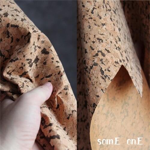 Natural Cork PU Leather Black Spots Imitate Wood Texture DIY Patches Coaster Decor Bags Coat Clothes Designer Fabric