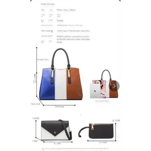 2021 new fashion color contrast women bag women handbag One Shoulder Messenger Bag mother bag four piece women bag