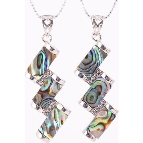 Natural Paua Abalone Shell Pendulum Necklaces Pendants Raw Mother of Pearl Seashell Rhinestone Beads for Female Jeweller D535a