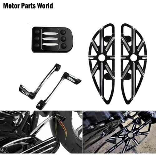 Motorcycle Front Floorboard Driver Footboard Heel Toe Shift Lever Shifter Pegs Brake Pedal Pad For Harley Touring FL Softail FLD