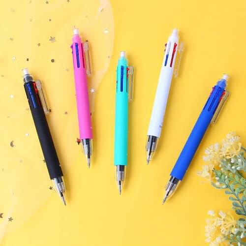 6 in 1 Multicolor Ballpoint Pen Include 5 Colors Ball Pen 1 Automatic Pencil Top Eraser for Marking Writing Office School Supply