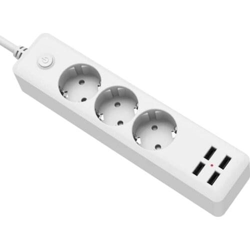 EU Power Strip Socket 2500w with 4 USB Charging Ports Outlet 5V 2.3A Home Plug G88B