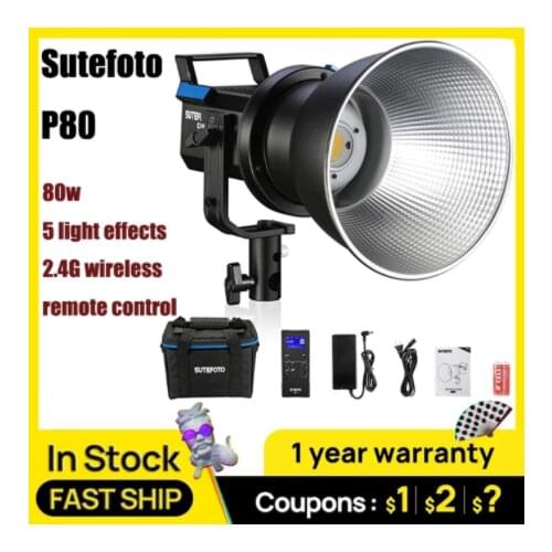 Sutefoto P80 LED Video Light, 80W 5600K Daylight Balanced 5 functions for photography studio Tiktok Youtube Livet PK Sokani X60