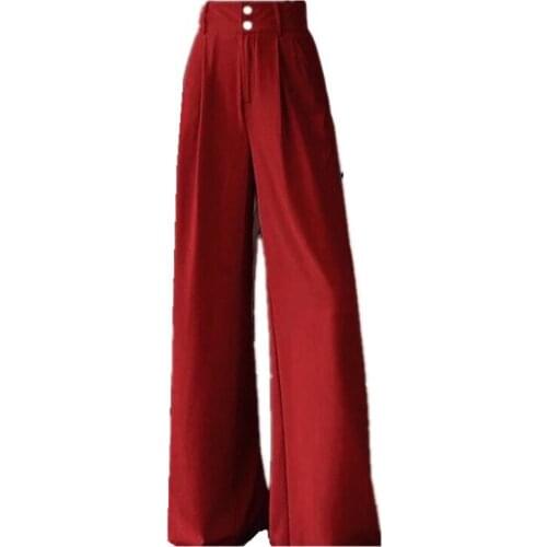 A261-Summer trendy one button skinny pants wide leg pants
