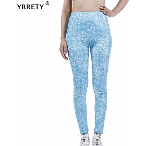 YRRETY Women Quick Dry Fitness Leggins Geometric Pattern Printed Sports Pants Slim Tights Trousers S-XXL Workout Push Up Bottom