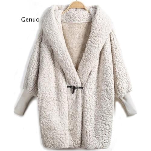 Women Plush Loose Cardigan Hoodies Ladies Single Button Full Sleeve Coat Female Fashion Solid Casual overcoat