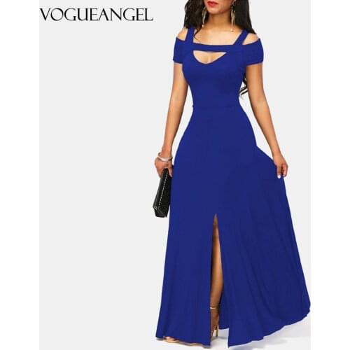 Plus Size 2021 Summer New Womens Dress Solid Color V-neck Sexy Off Shoulder Split Slim Fit Big Swing Elegant Party Dress 5XL