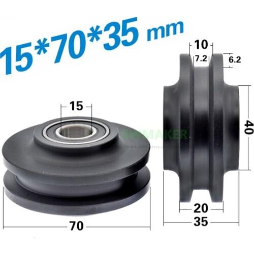 1pcs 15*70*35mm American Barn Door Crane/Track Wheel/Crane Pulley, Nylon 6002 Bearing Wheel, for Translational Sliding Door