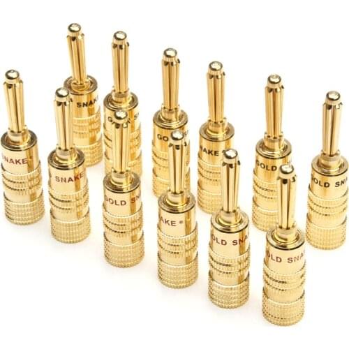 12Pcs Pure Copper Banana Plug Set 4mm Gold Plated Head Durable Male Plugs Connectors For Connection Audio Speaker Adapters