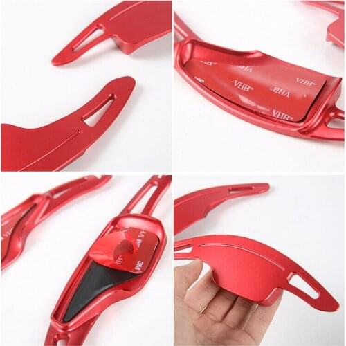 2Pcs GSD Aluminum alloy Car Steering Wheel Shift Paddle Shifter Extension for chevrolet Camaro Chevy 2017-19 red