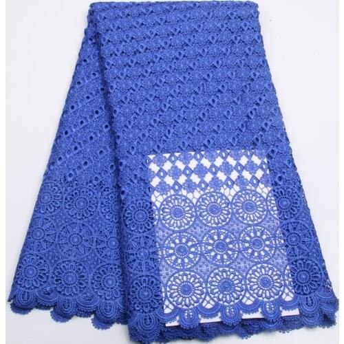2016 latest african guipure lace royal blue water soluble chemical lace fabric high quality for african dress PGC207B-3