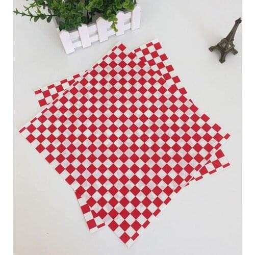 28cmx26cm Red and White Checkered Food Grade Wax Coated Paper Red Check Dry Wax Paper Deli Wrap and Basket Liner (5000 sheets)