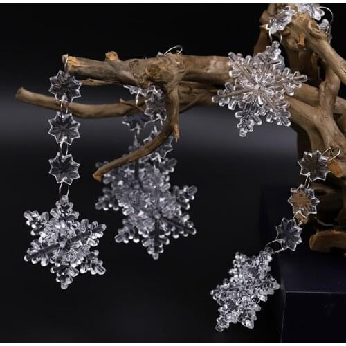 5 Strips Wedding Party Home Decor Hanging Transparent Acrylic Crystal Snowflake Festival Decoration Accessories