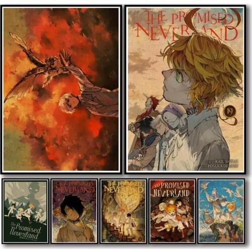 WTQ Canvas Painting Anime Posters The Promised Neverland Retro Poster Wall Art Picture for Living Room Decoration Home Deco
