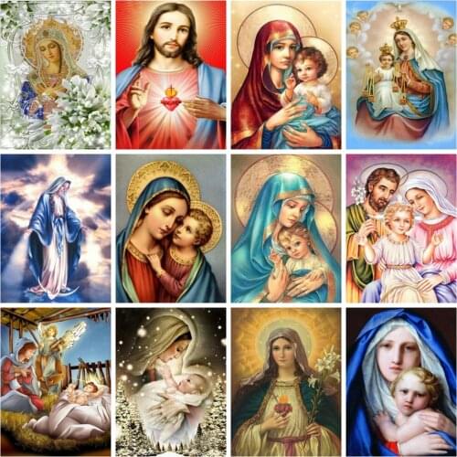Huacan 5d Diy Diamond Painting Virgin Mary Family Home Decor Diamond Embroidery Mosaic Christian Religion Wall Stickers